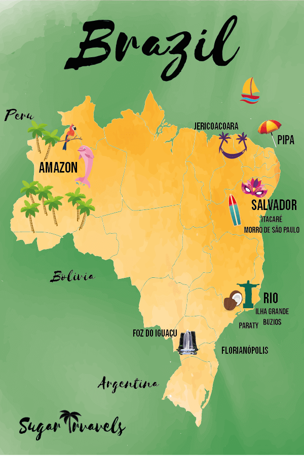 Itinerary ○ Highlights of Southern Brazil in 3 Weeks. — Dots on Maps.